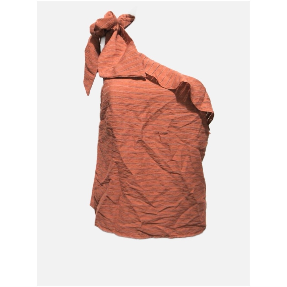 NINE WEST- Women’s Rustic Orange One-Shoulder Top Size Large - Picture 3 of 11